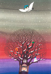 205雪の日のふくろう便（ポストカード）
